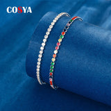 925 Silver Rainbow Created Moissanite Bracelet Women Wedding Jewelry