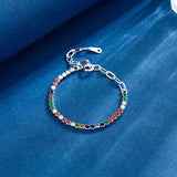 925 Silver Rainbow Created Moissanite Bracelet Women Wedding Jewelry