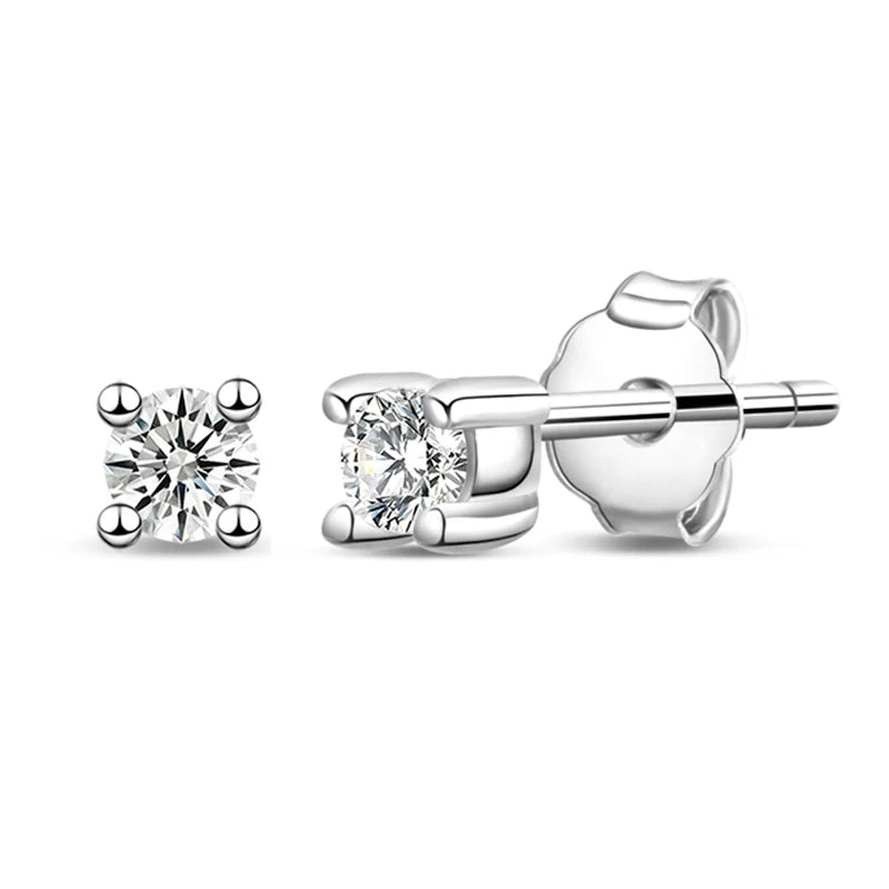 925 Silver 2.5mm Diamond Moissanite Stud Earrings Wedding Jewelry