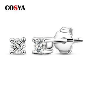 925 Silver 2.5mm Diamond Moissanite Stud Earrings Wedding Jewelry