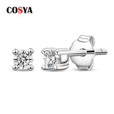 925 Silver 2.5mm Diamond Moissanite Stud Earrings Wedding Jewelry
