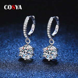 925 Silver Moissanite Diamond Hoop Earrings VVS1 Women Wedding Party Jewelry