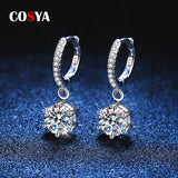 925 Silver Moissanite Diamond Hoop Earrings VVS1 Women Wedding Party Jewelry