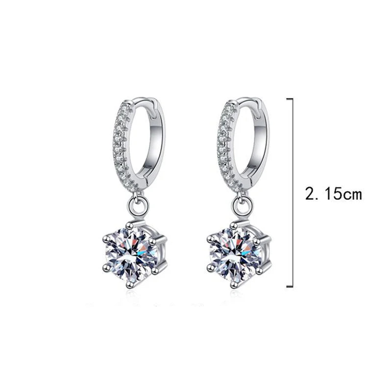 925 Silver Moissanite Diamond Hoop Earrings VVS1 Women Wedding Party Jewelry