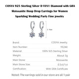 925 Silver Moissanite Diamond Hoop Earrings VVS1 Women Wedding Party Jewelry