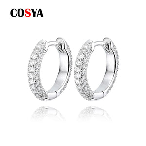 925 Silver D VVS1 Diamond & Moissanite Hoop Earrings Wedding Party Jewelry