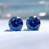 925 Silver High Carbon Stud Earrings with AAAAA Zircon Diamond for Party