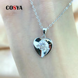 925 Silver Moissanite Diamond Pendant Necklace Love Earrings Plated 18k