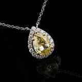 925 Silver Plated 18k Water Drop Necklace 1.85ct Diamond Pendant