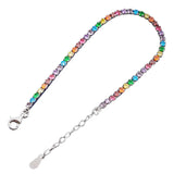 Sterling Silver Rainbow Diamond Bracelet - Women's Sparkling Zircon Rings
