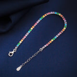 Sterling Silver Rainbow Diamond Bracelet - Women's Sparkling Zircon Rings
