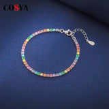 Sterling Silver Rainbow Diamond Bracelet - Women's Sparkling Zircon Rings