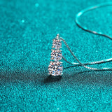 925 Silver Moissanite Pendant Necklace 1.7Ct for Women