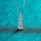 925 Silver Moissanite Pendant Necklace 1.7Ct for Women