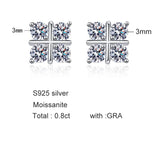 Stud Moissanite Earrings 925 Sterling Silver Wedding Party Fine Jewelry