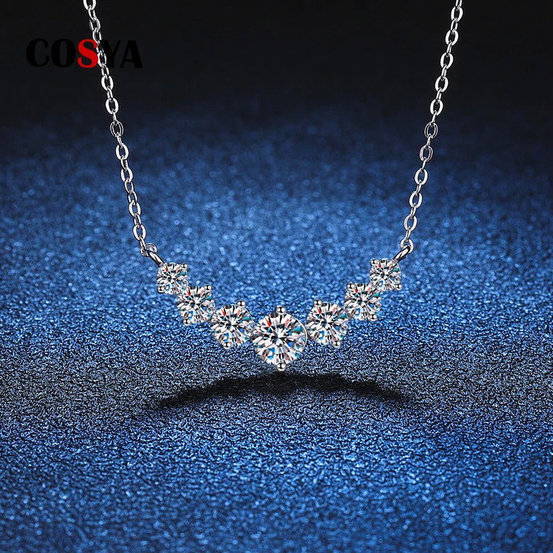 Moissanite Necklace S925 Sliver Pendant Pt950 Necklace 1.7Ct Wedding Gift