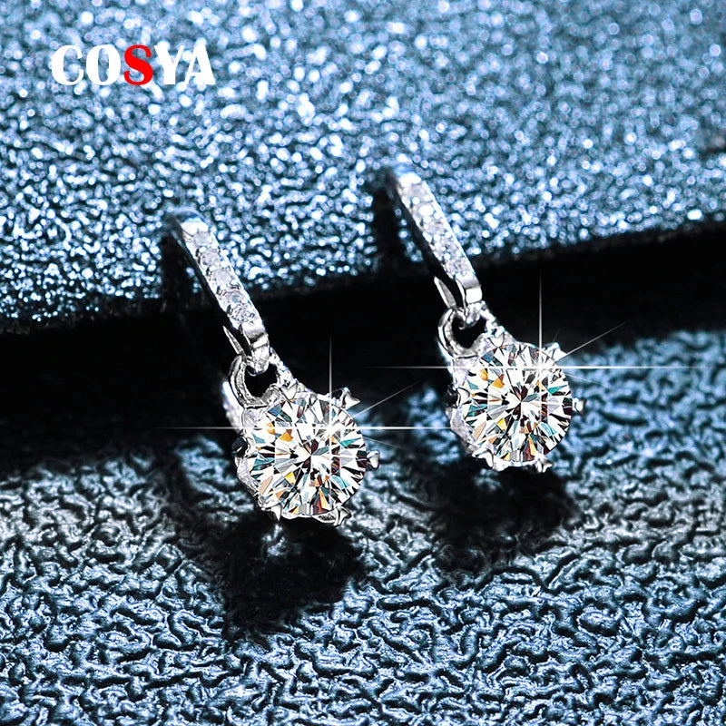 0.5ct Moissanite Drop Earrings 925 Silver Snowflake Diamond Earrings