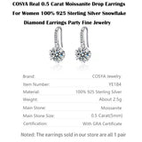 0.5ct Moissanite Drop Earrings 925 Silver Snowflake Diamond Earrings