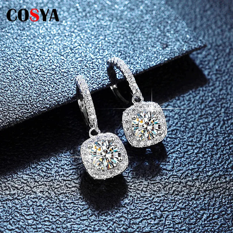Real Moissanite S925 Silver Moissanite Stud Earrings For Women Wedding