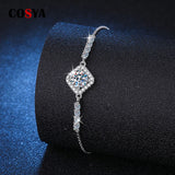S925 Sterling Silver Moissanite Bracelet D 1CT Wedding Party Fine Jewelry