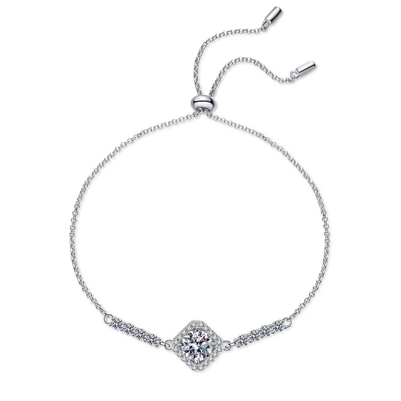 S925 Sterling Silver Moissanite Bracelet D 1CT Wedding Party Fine Jewelry