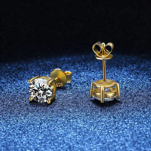 2ct D 4 Prong Diamond Moissanite Screw Stud Earrings
