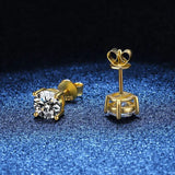 2ct D 4 Prong Diamond Moissanite Screw Stud Earrings