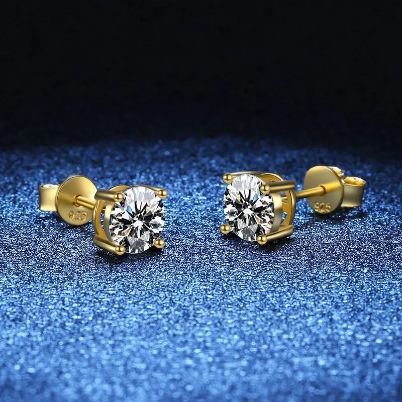 2ct D 4 Prong Diamond Moissanite Screw Stud Earrings