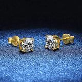 2ct D 4 Prong Diamond Moissanite Screw Stud Earrings