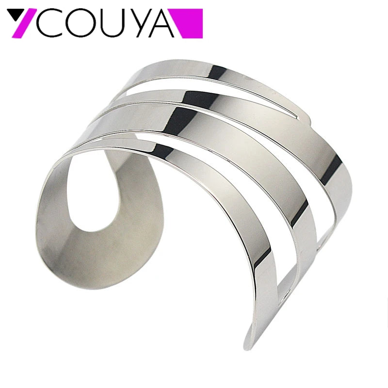 Stainless Steel Cuff Bangle Bracelet 5mm Width for Women