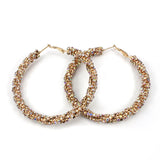Crystal Hoop Earrings Geometric Round Rhinestone Big Circle Jewelry