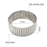 Stainless Steel Silver Wide Stretch Bracelets Men Women Jewelry