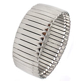 Stainless Steel Silver Wide Stretch Bracelets Men Women Jewelry