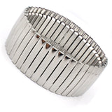 Stainless Steel Silver Wide Stretch Bracelets Men Women Jewelry