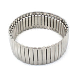 Stainless Steel Silver Wide Stretch Bracelets Men Women Jewelry
