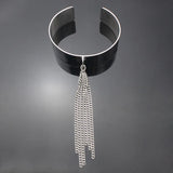 Stainless Steel Tassel Bangle Bracelet for Women