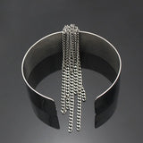 Stainless Steel Tassel Bangle Bracelet for Women