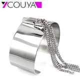Stainless Steel Tassel Bangle Bracelet for Women