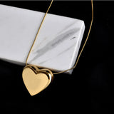 Love Necklace Women Heart Pendant Stainless Steel Peach Clavicle Chain