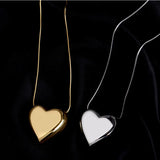 Love Necklace Women Heart Pendant Stainless Steel Peach Clavicle Chain