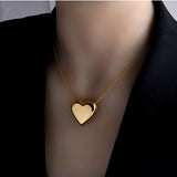 Love Necklace Women Heart Pendant Stainless Steel Peach Clavicle Chain