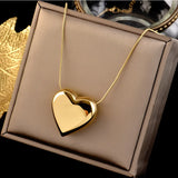 Love Necklace Women Heart Pendant Stainless Steel Peach Clavicle Chain