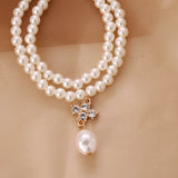 Double Layer Pearl Necklace Choker for Women Collar Short Jewelry