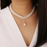 Double Layer Pearl Necklace Choker for Women Collar Short Jewelry