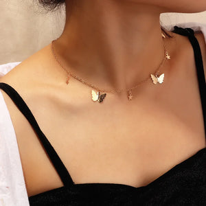 Star Butterfly Choker Necklace Love Romance Chain Jewelry
