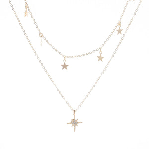 Layered Women Necklace Star Tassel Pendant Wild Clavicle Chain Neck Jewelry