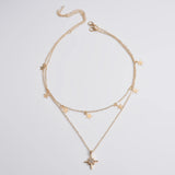 Layered Women Necklace Star Tassel Pendant Wild Clavicle Chain Neck Jewelry