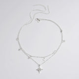 Layered Women Necklace Star Tassel Pendant Wild Clavicle Chain Neck Jewelry