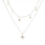 Layered Women Necklace Star Tassel Pendant Wild Clavicle Chain Neck Jewelry