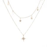 Layered Women Necklace Star Tassel Pendant Wild Clavicle Chain Neck Jewelry